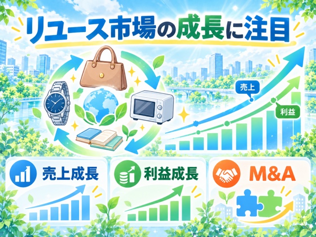 BuySell Technologiesのリユース市場と業績成長を示すイメージ