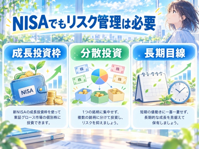 東証グロース市場の個別株をNISAで買う際の分散投資と長期保有の注意点