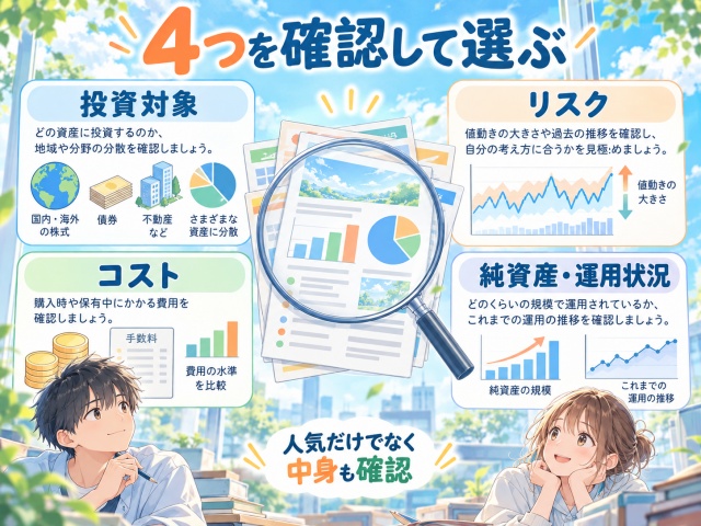 初心者が投資信託を選ぶときに確認したい4つのポイント