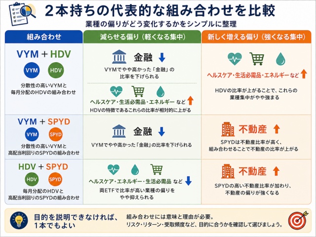 VYM・HDV・SPYDの3つの組み合わせによる補完効果の違い