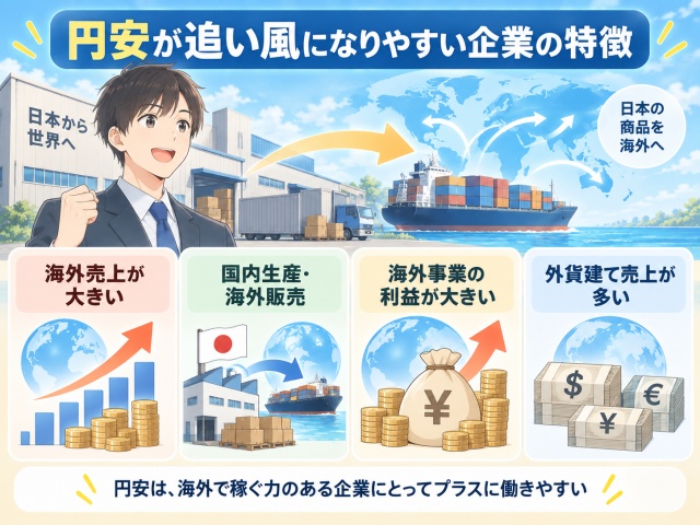 円安が業績の追い風になりやすい企業の4つの特徴