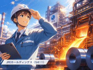 製鉄所と若手技術者を通じて、JFEホールディングスのものづくりの力強さを表現しています。