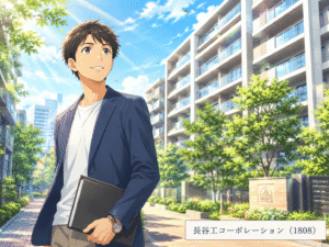 マンション開発と住環境づくりに強みを持つ長谷工コーポレーションを表現したイラストです。