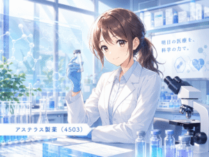 研究開発の現場を通じて、アステラス製薬の先進的な医療・創薬イメージを表現しています。