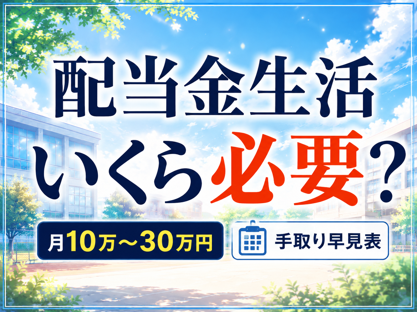 配当金生活はいくら必要かを解説するアイキャッチ画像｜月10万〜30万円の手取り早見表