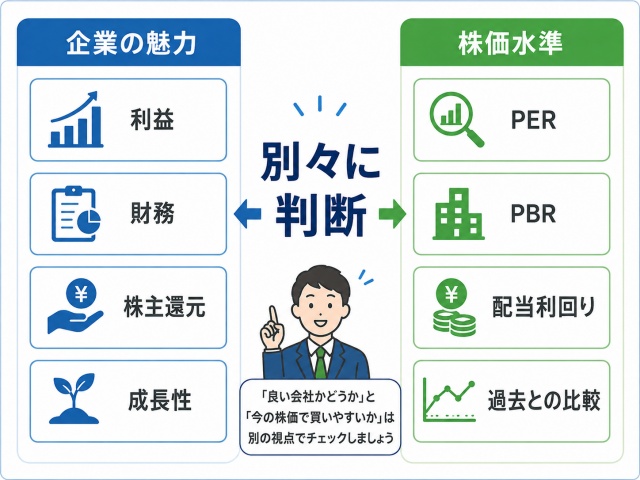 企業の魅力と現在の株価水準を分けて判断する商社株選びの考え方
