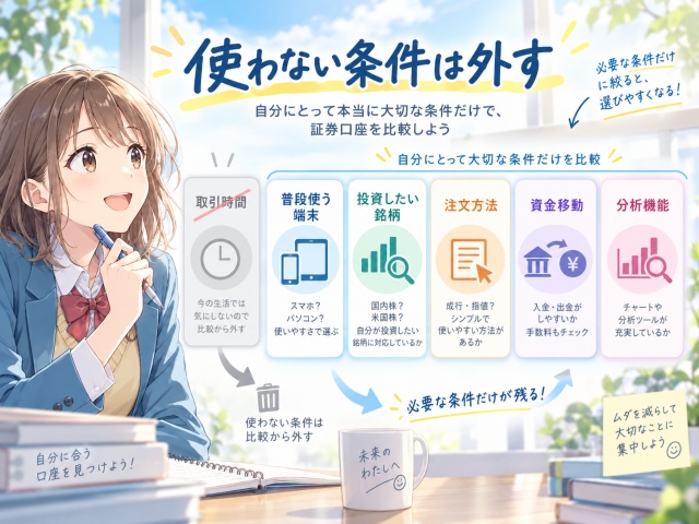 使わない時間外取引を比較条件から外して必要な条件を優先する図