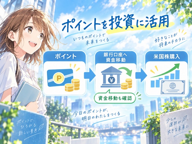 日常で貯めたポイントを米国株投資に利用するイメージ